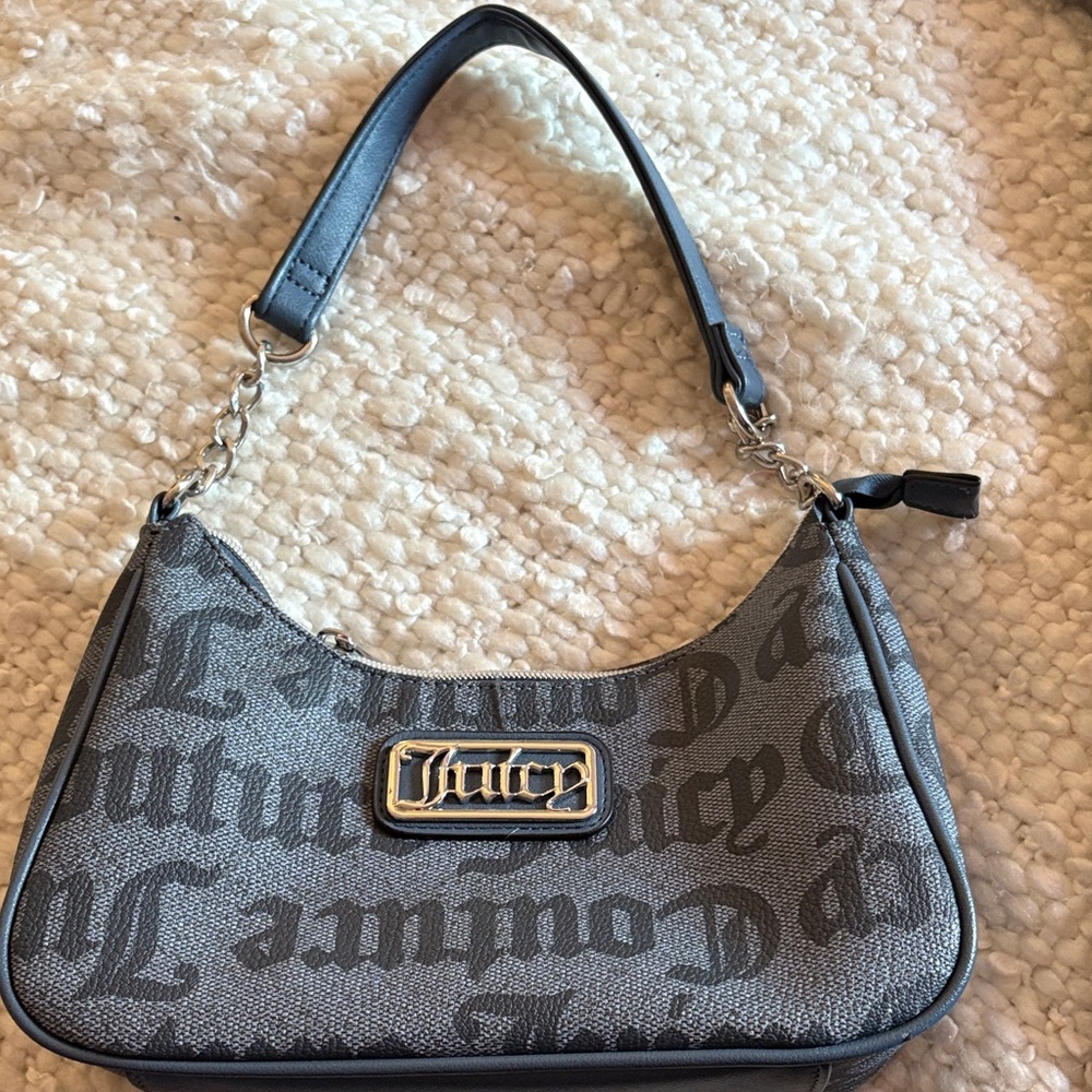 Juicy Couture Black and Gray Shoulder Bag
